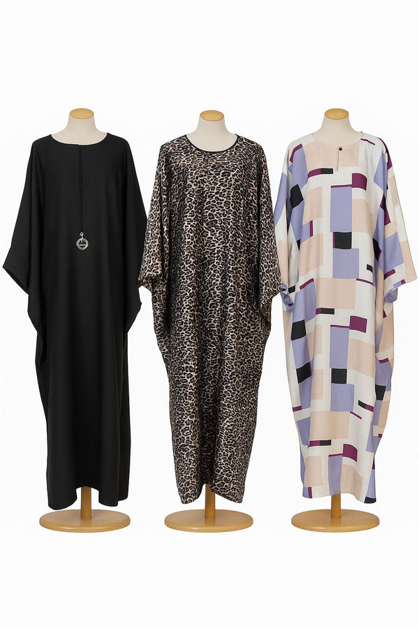 Combo Jacquard Fabric Printed Abaya Without Scarf