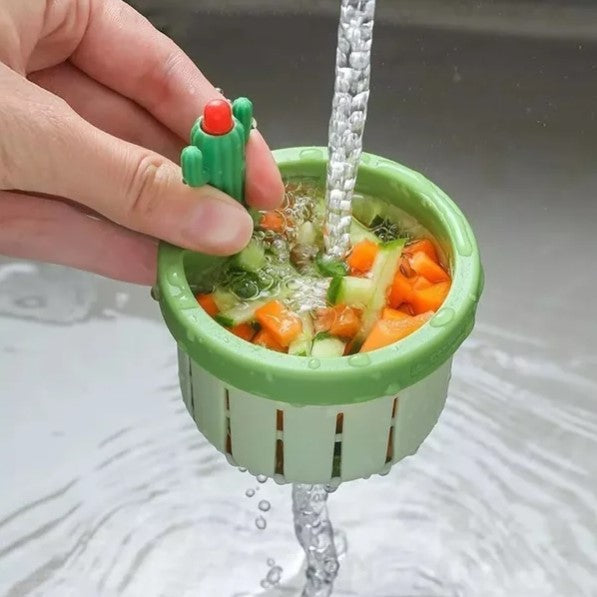 Cactus Kitchen Sink Drain Strainer with Press Automatic Dumping Basket