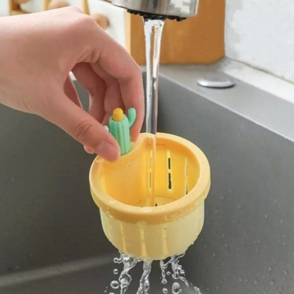 Cactus Kitchen Sink Drain Strainer with Press Automatic Dumping Basket